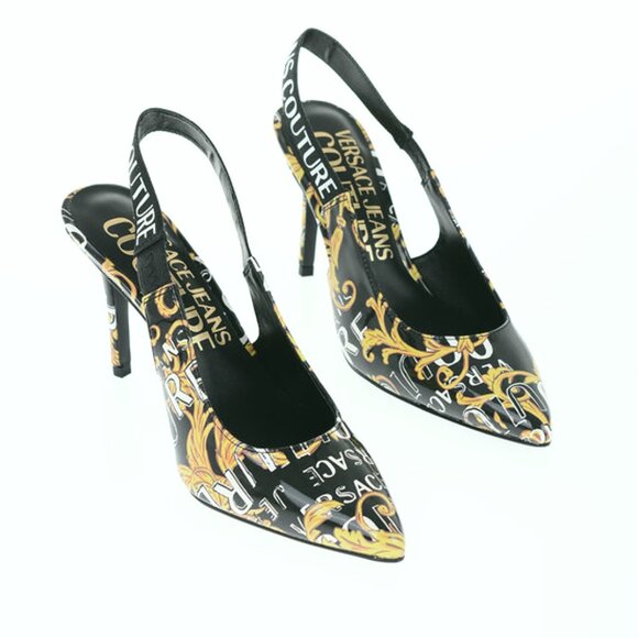 VERSACE Jeans Couture Authentic Baroque Motif Slingback Shoes - Picture 1 of 6